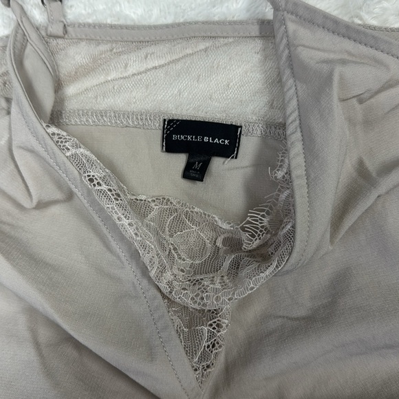 Buckle Taupe Lace Trim Tank Top - Picture 2 of 6